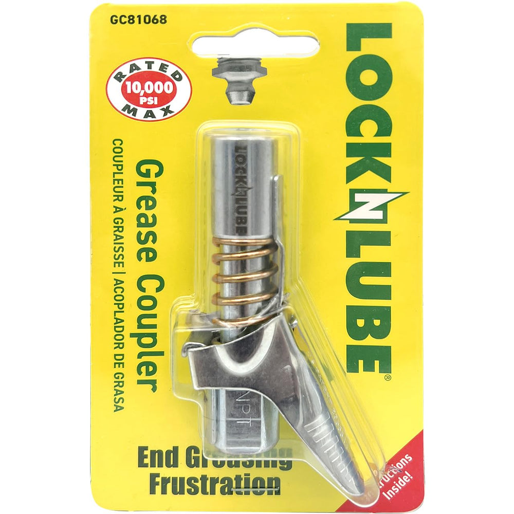 LockNLube front view of coupler showing compact profile for reliable use