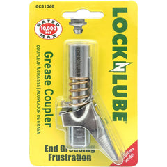 LockNLube front view of coupler showing compact profile for reliable use