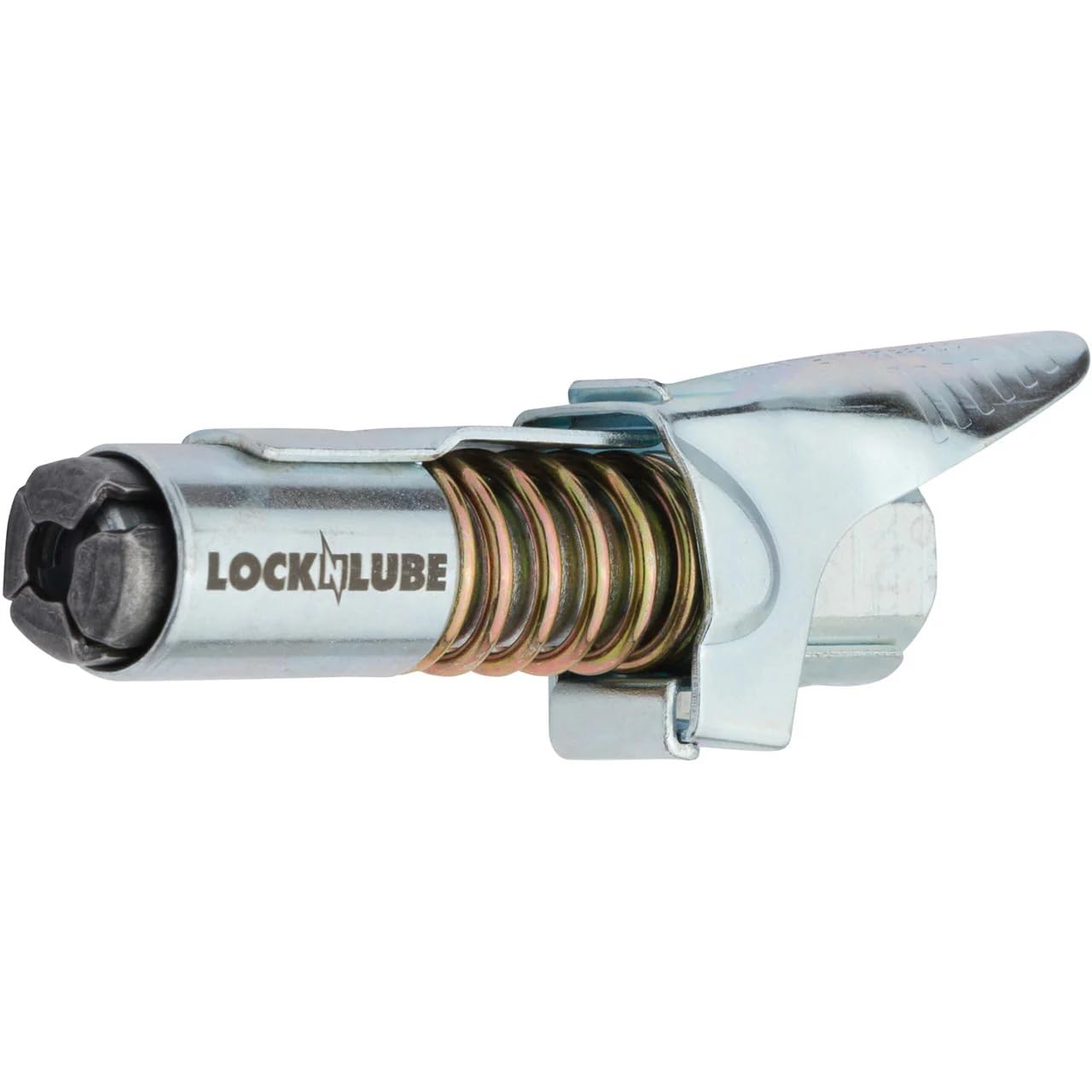 LockNLube attached to tractor Zerk fitting for mess-free field lubrication