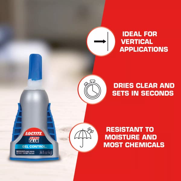 Loctite bottle held in hand showing scale and easy squeeze control benefit