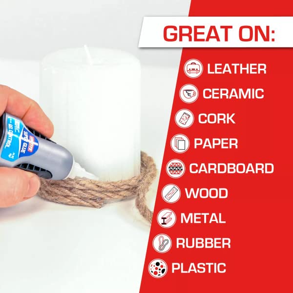 Loctite gel droplet on wood showing no-drip gel for clean vertical repairs