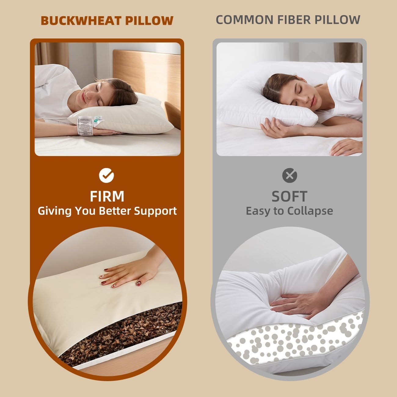 LOFE persona durmiendo de lado usando almohada para soporte cervical