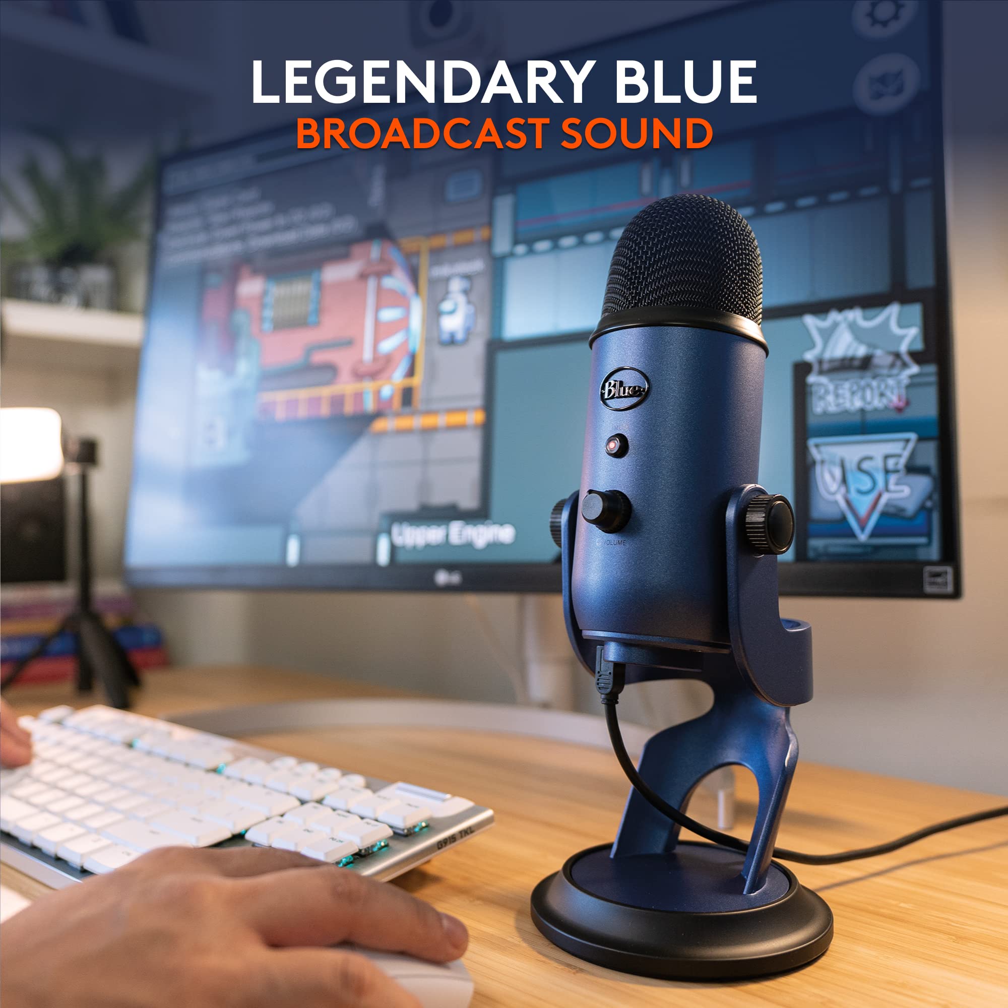 Logitech G Yeti primer plano de las cápsulas triple, detalle para grabación profesional