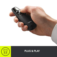 Logitech puntero láser rojo destacando punto clave con alta visibilidad