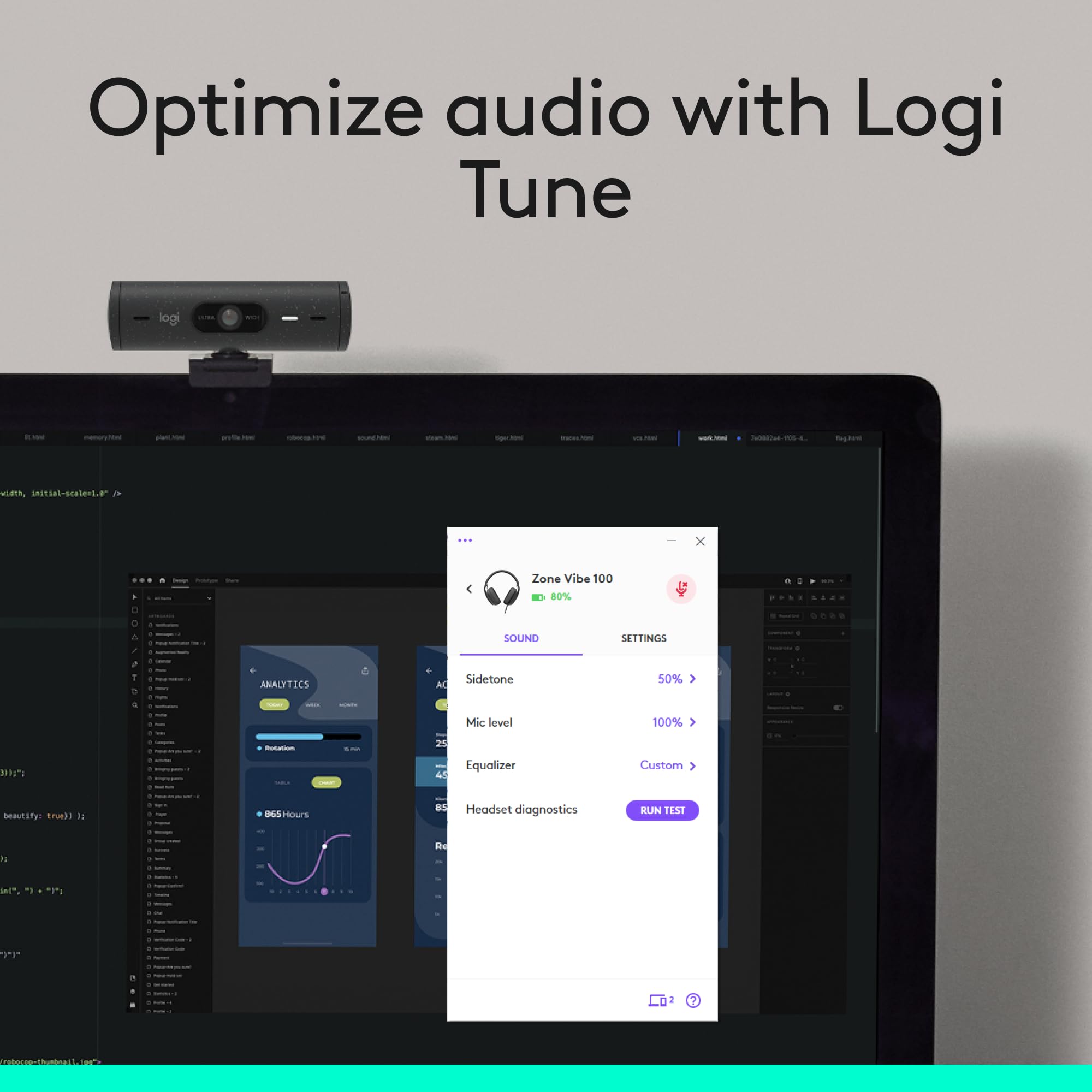 Logitech Zone Vibe 100 app Logi Tune en móvil para personalizar audio