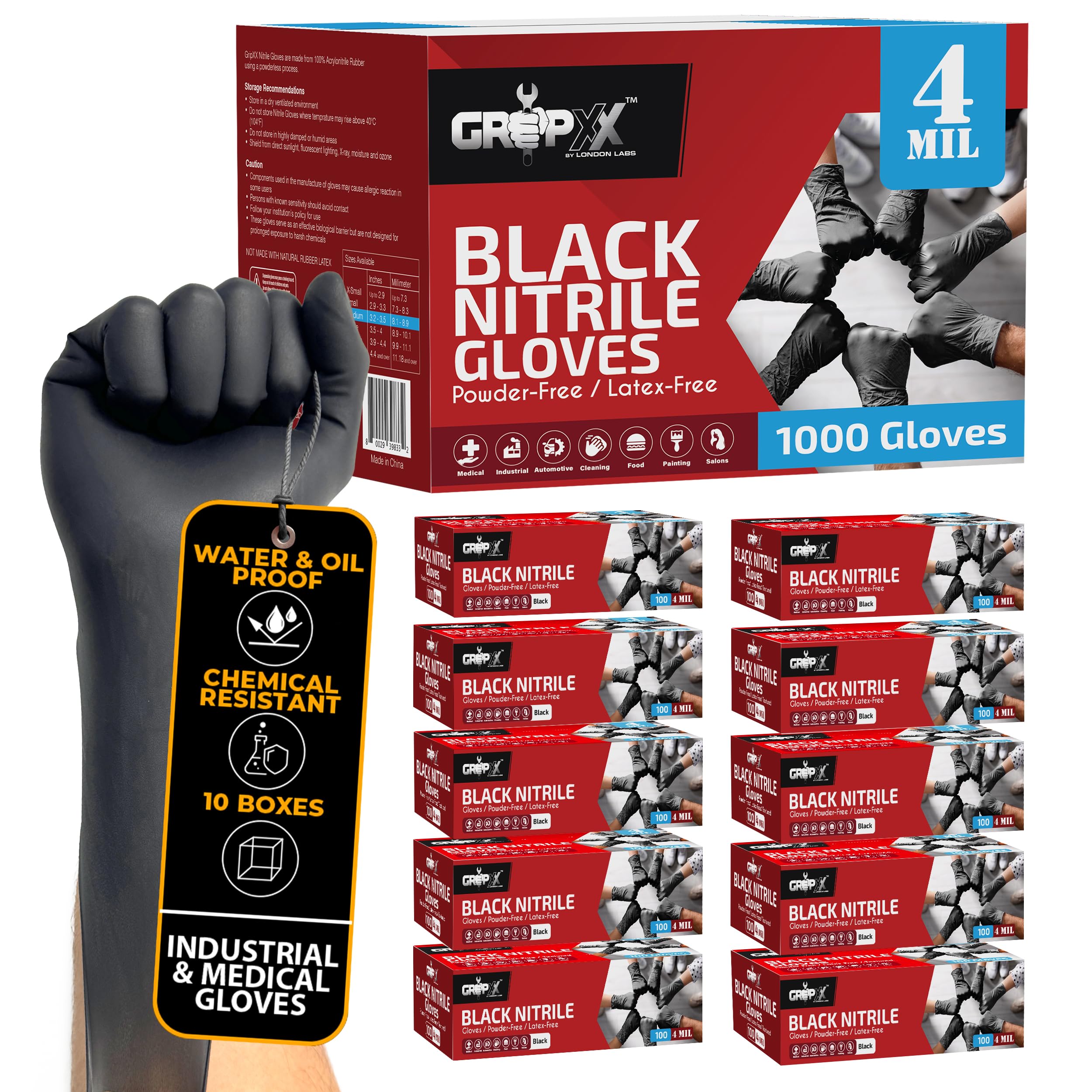 London Labs empaque frontal negro mostrando cantidad y talla