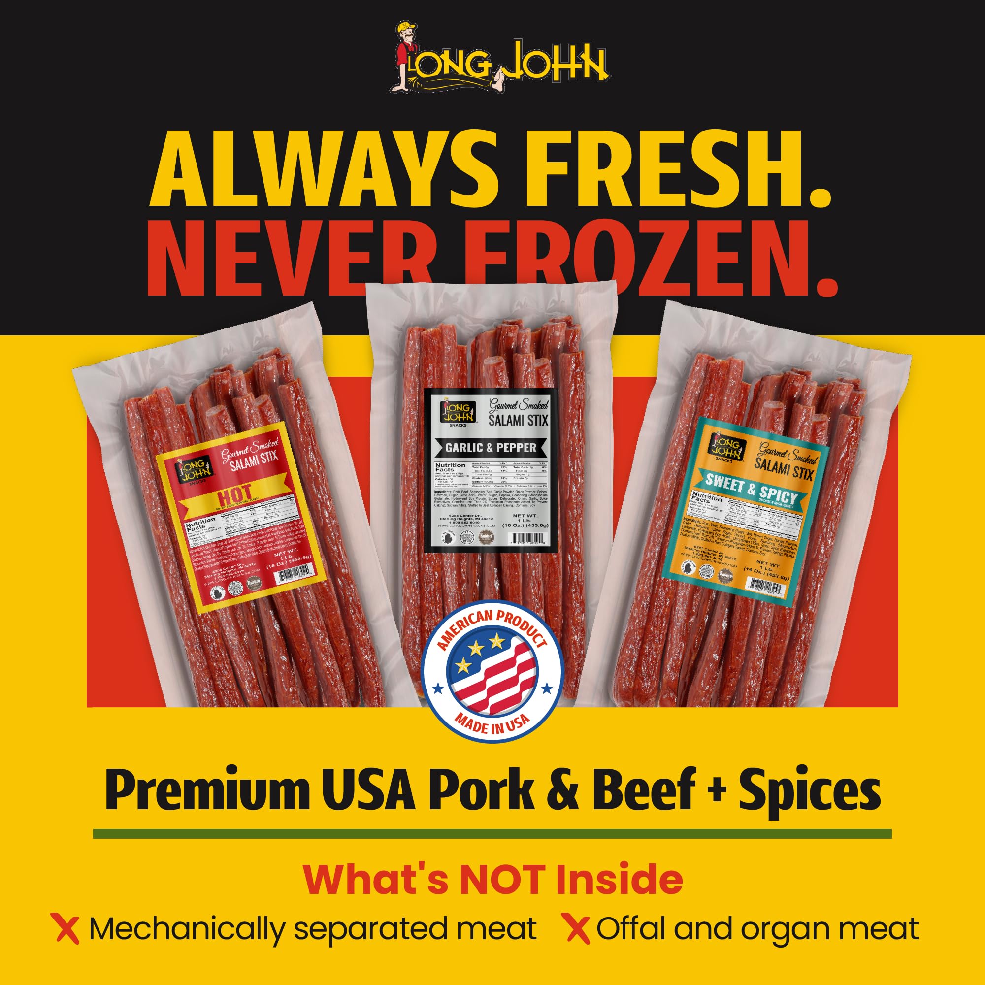Long John Snacks comparación de tamaño muestra porción práctica y portátil
