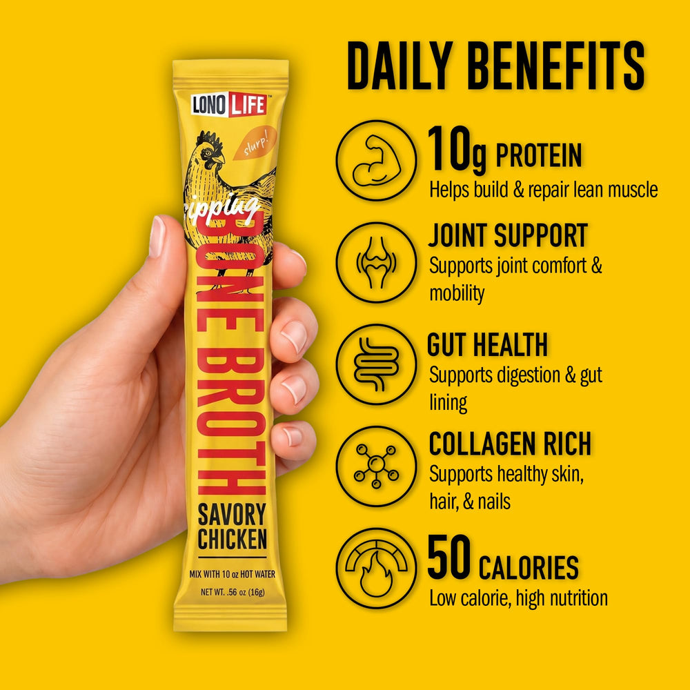 LonoLife prepared broth in mug steaming, delivers warm protein-rich comfort