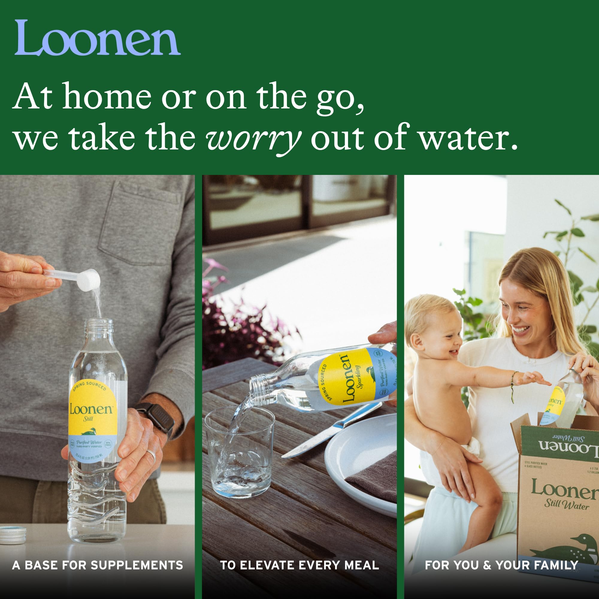 Loonen boca ancha con polvo añadido mostrando facilidad para suplementos