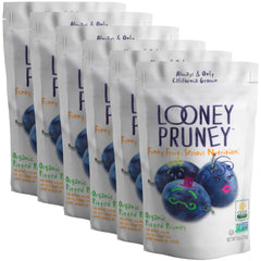 Looney Pruney frente del empaque mostrando el sello orgánico y frescura