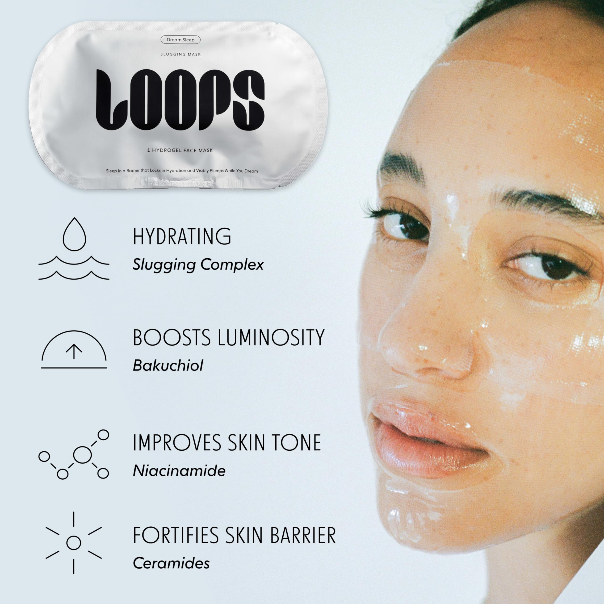 LOOPS etiqueta con ingredientes y sello Corea del Sur para confianza