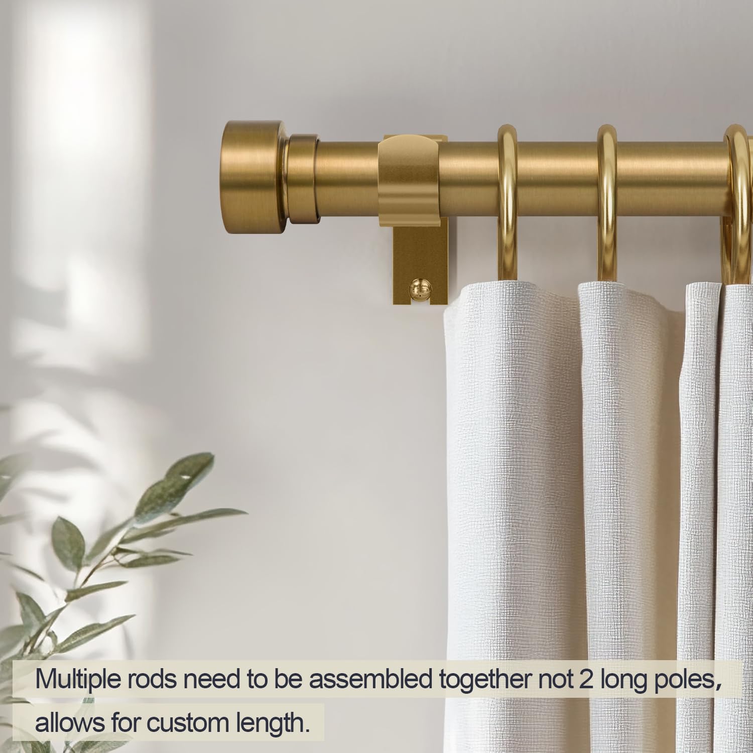 Lootkell barra instalada en dormitorio con cortina, solución robusta y elegante
