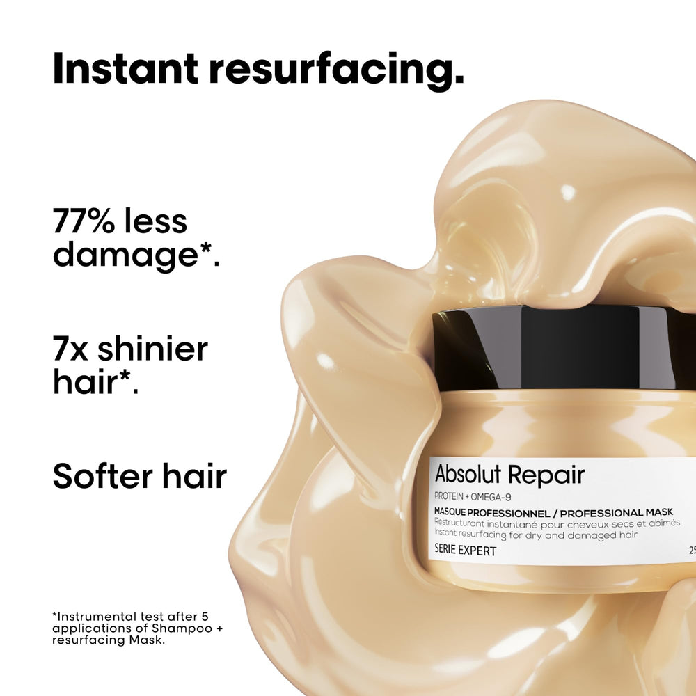 L'Oréal Professionnel Paris detalle de textura cremosa de la mascarilla mostrando hidratación intensa