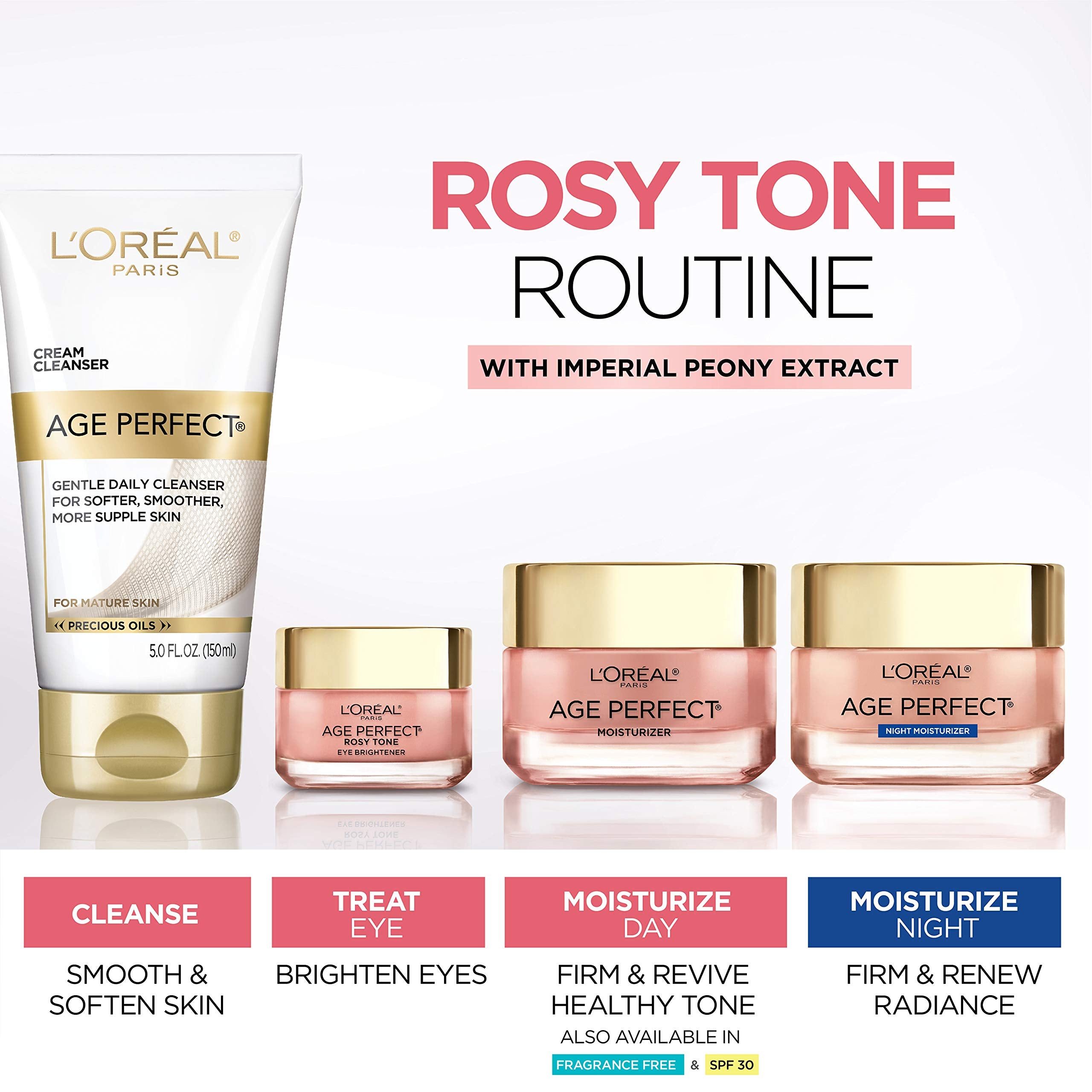 L'Oreal Paris etiqueta de ingredientes resaltando peonía imperial y acción renovadora