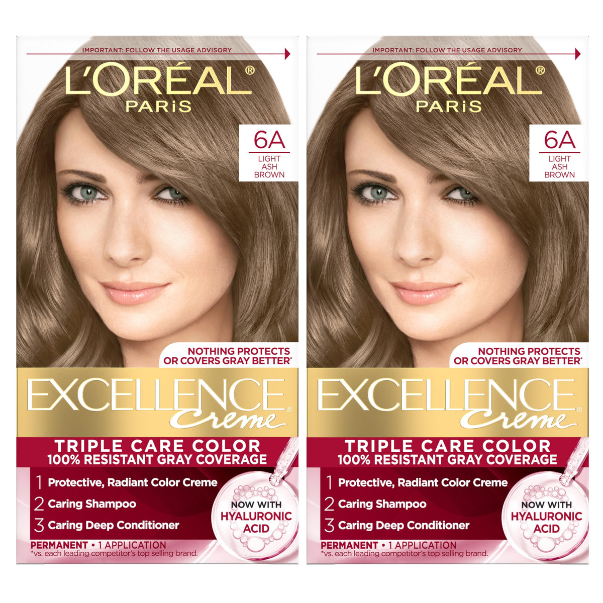 L'Oreal Paris frente del kit Excellence Crème mostrando empaque y beneficios
