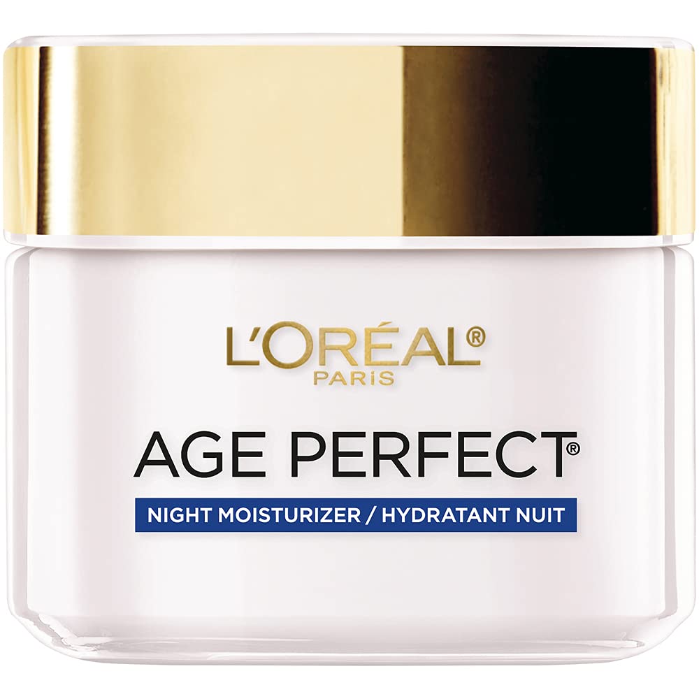 L'Oreal Paris Age Perfect vista frontal del envase, diseño claro y elegante