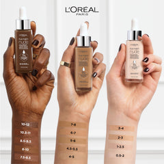L'Oreal Paris aplicación con dedos en mejilla, muestra cobertura natural y difuminado