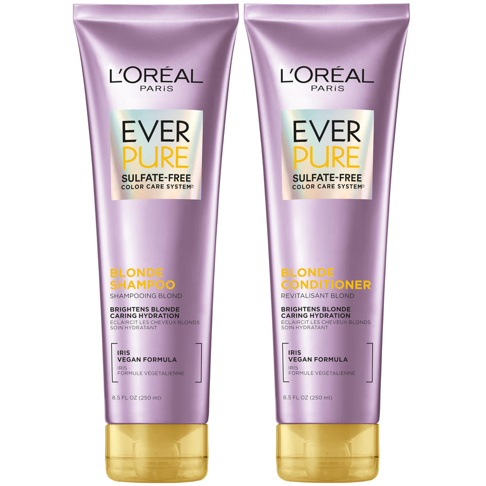 L'Oreal Paris EverPure Blonde frontal mostrando envases y beneficio neutralización