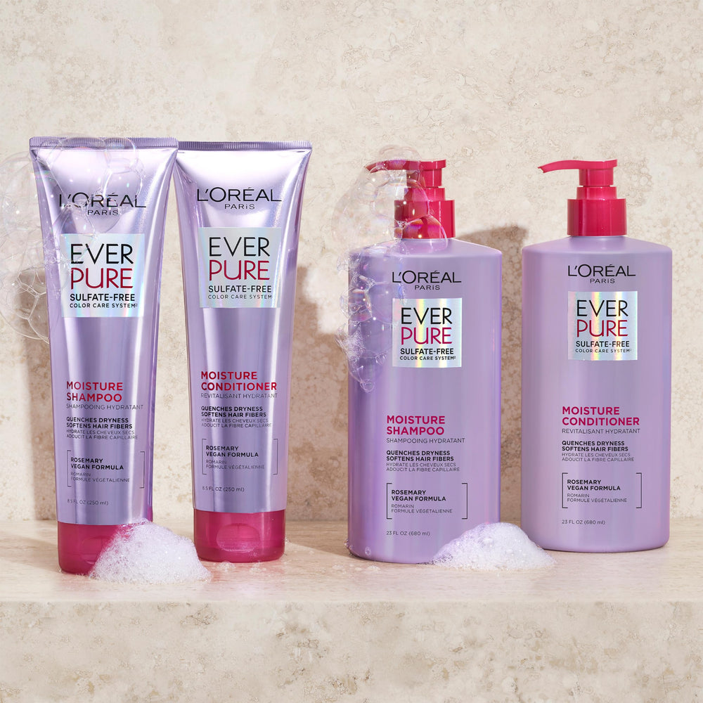 L'Oreal Paris cabello estilizado con EverPure mostrando brillo y suavidad