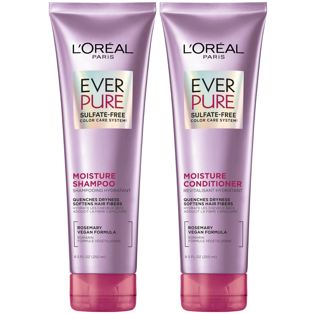 L'Oreal Paris vista frontal del set EverPure Moisture mostrando envases y diseño