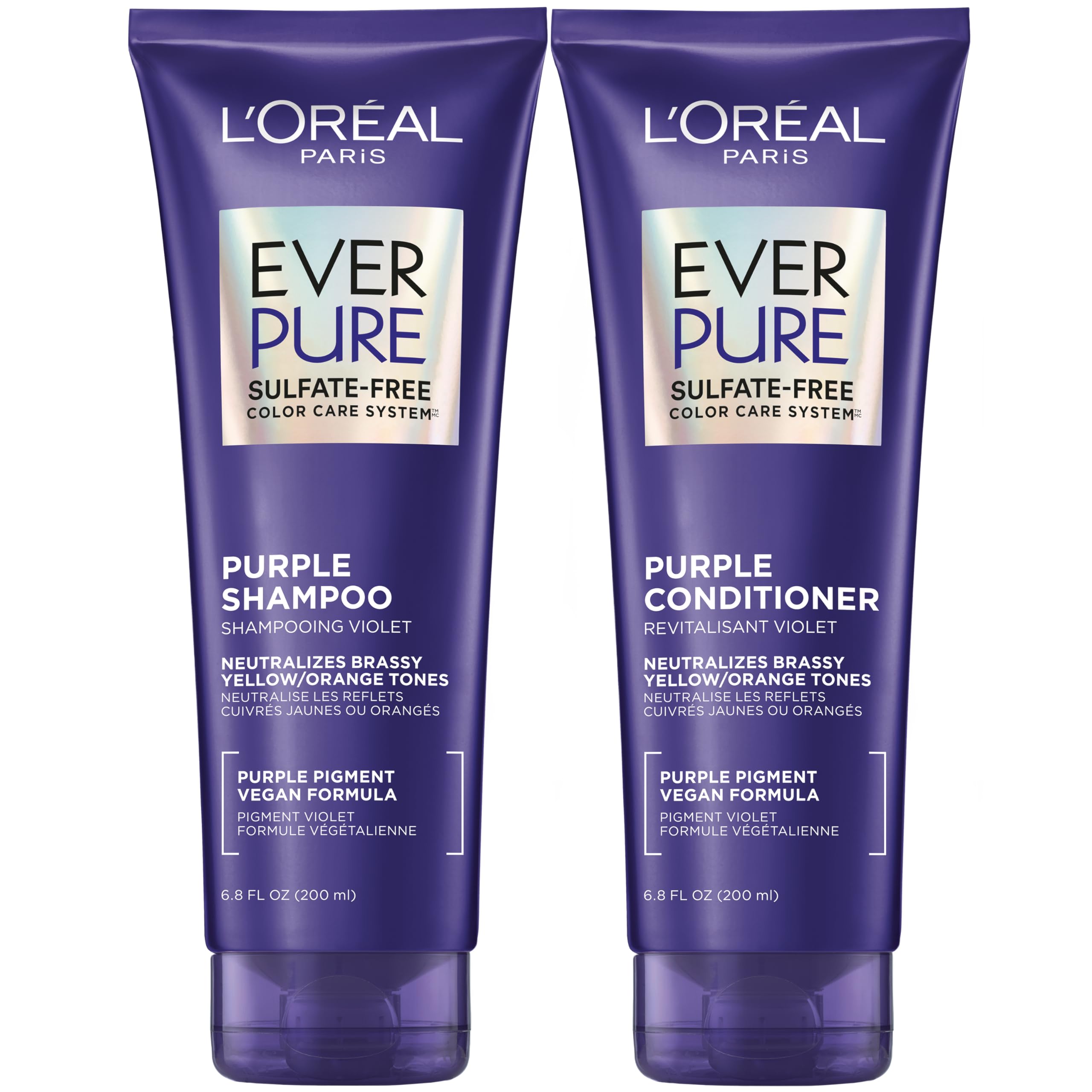 L'Oreal Paris set frontal mostrando champú y acondicionador para tonos fríos