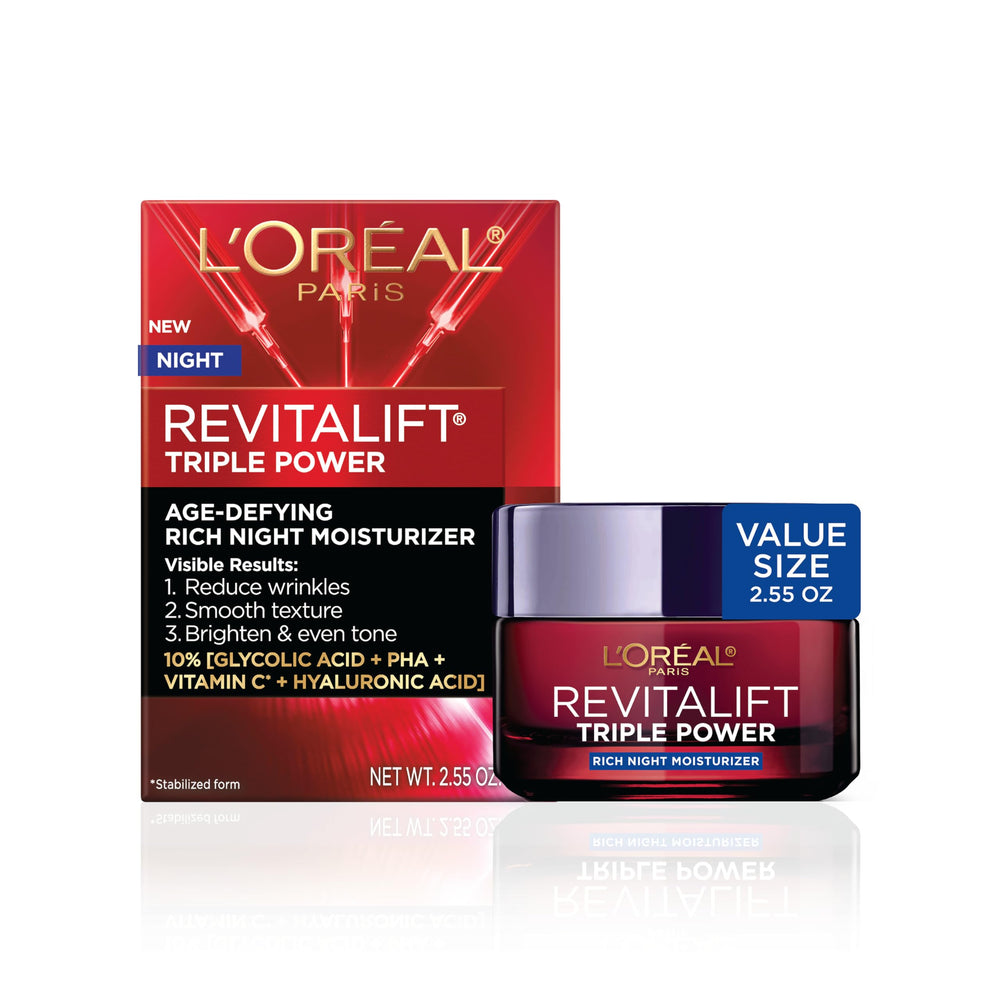 L'Oreal Paris frasco frontal mostrando la presentación y beneficio renovador