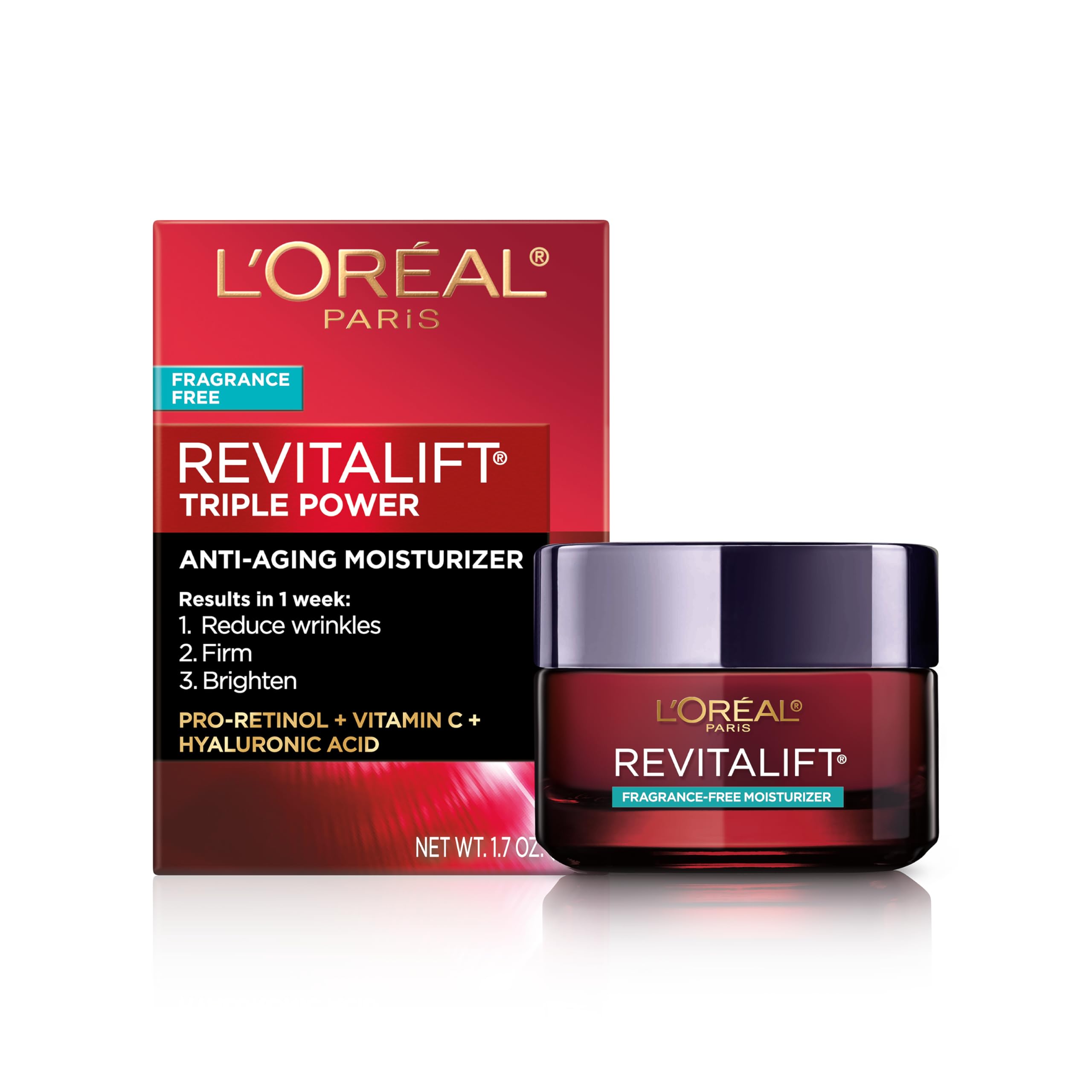L'Oreal Paris front packaging showing moisturizer tube and branding for quick ID