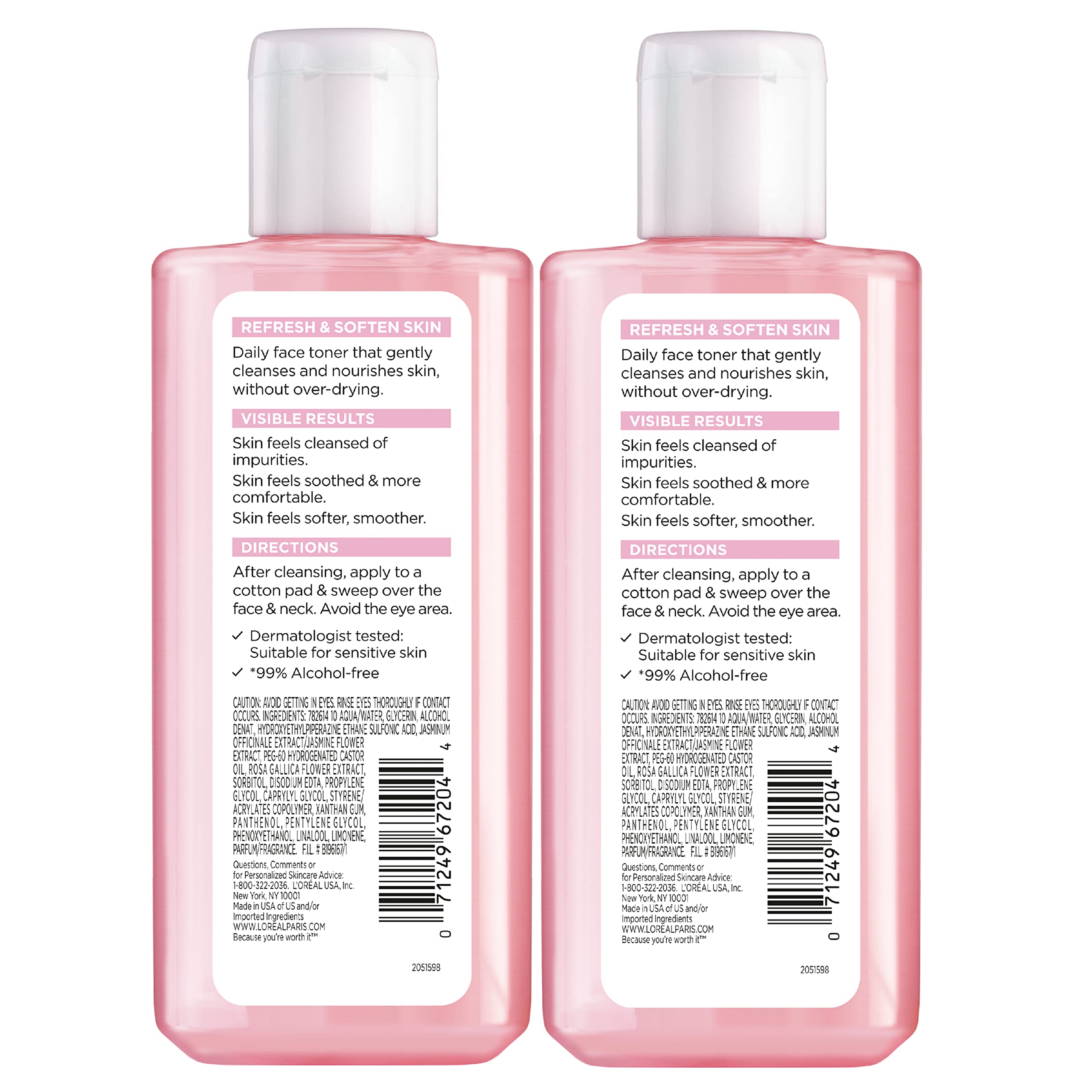 L'Oreal Paris tónico en entorno de baño moderno transmitiendo frescura