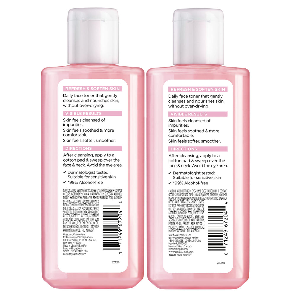 L'Oreal Paris tónico en entorno de baño moderno transmitiendo frescura