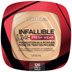 L'Oréal Paris polvo compacto Infallible frontal con tapa cerrada beneficios durabilidad