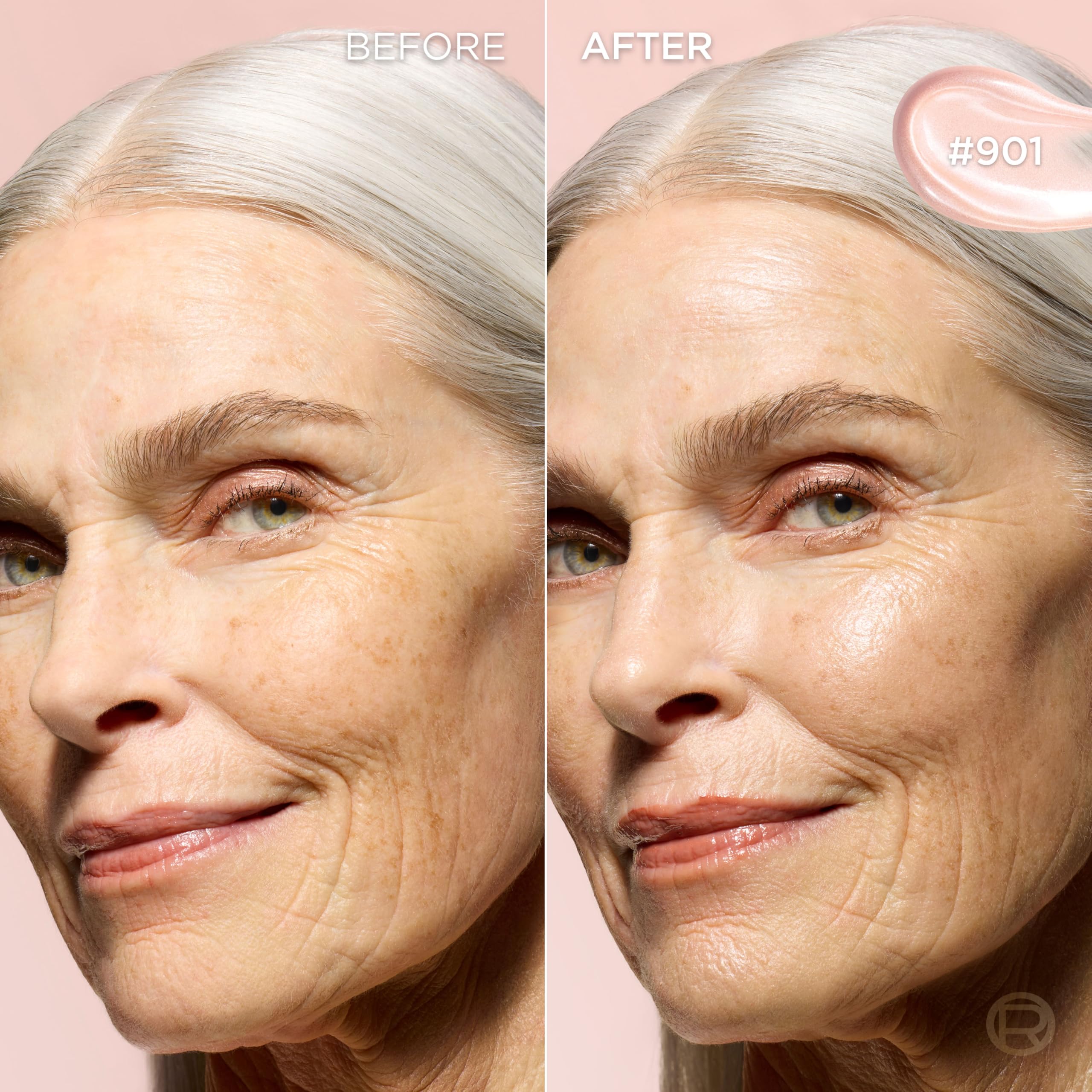 L'Oreal Paris Lumi Glotion en uso en pómulo ilumina y difumina