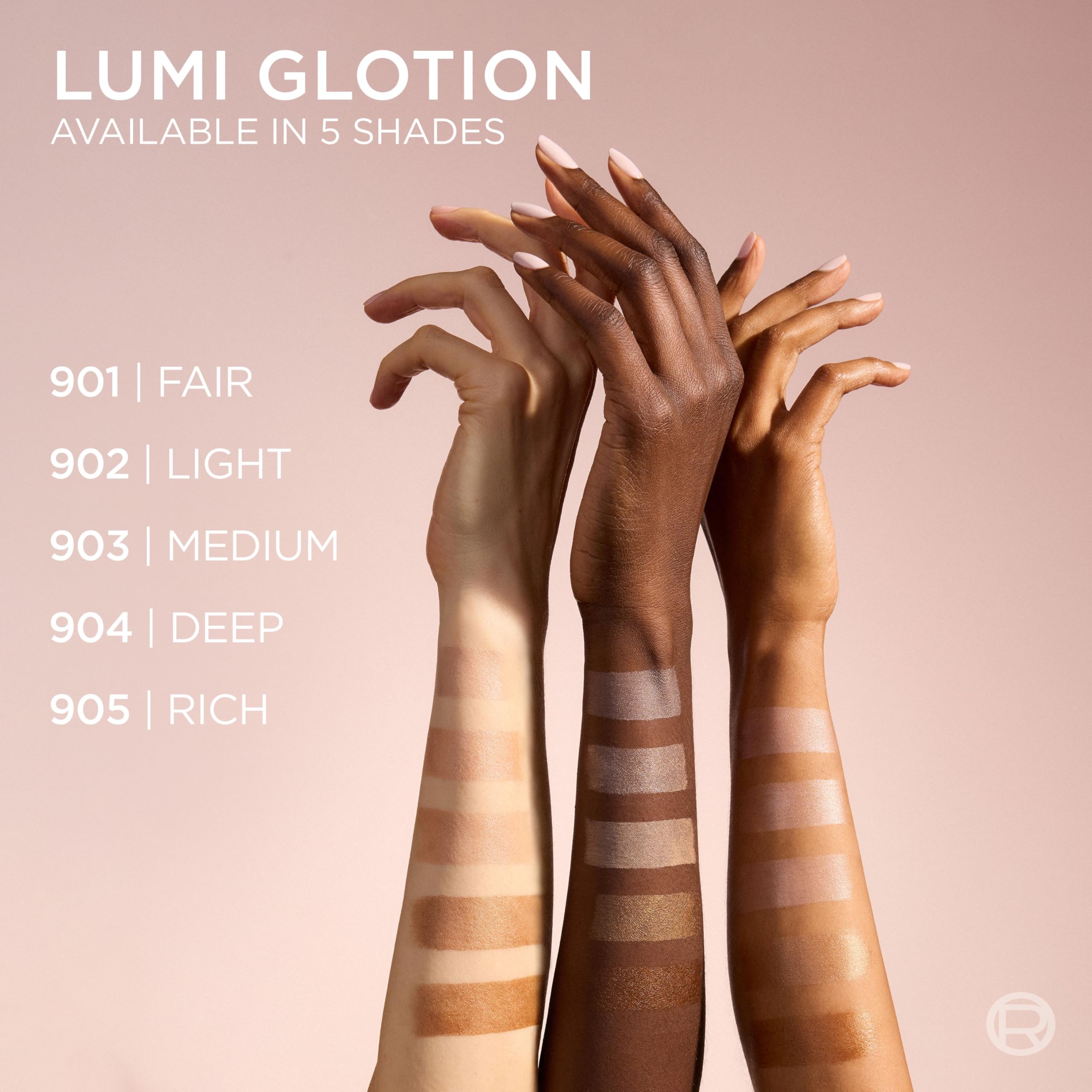 L'Oreal Paris Lumi Glotion swatch color 901 fair acabado satinado