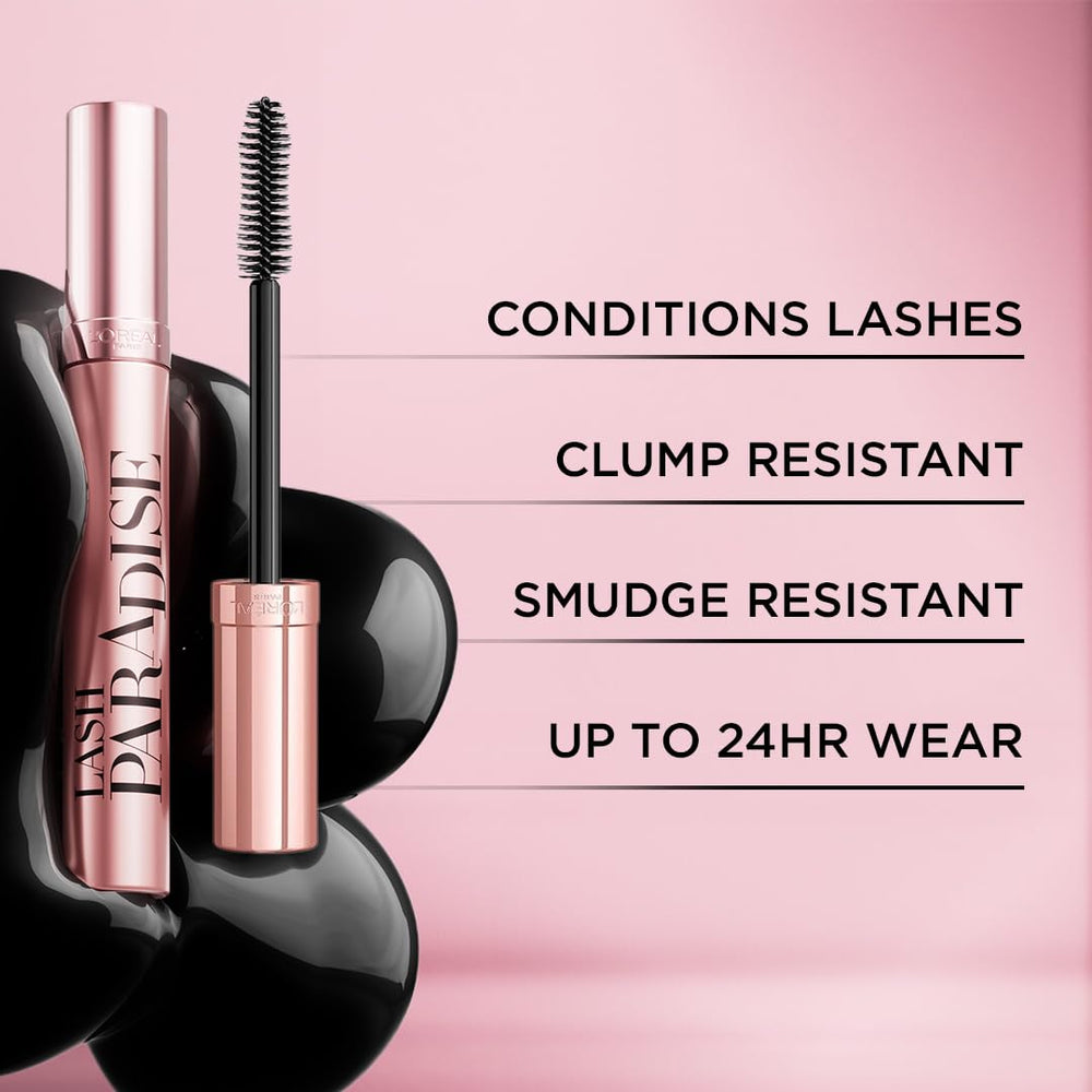 L'Oreal Paris resultado antes y después que muestra pestañas más largas y pobladas