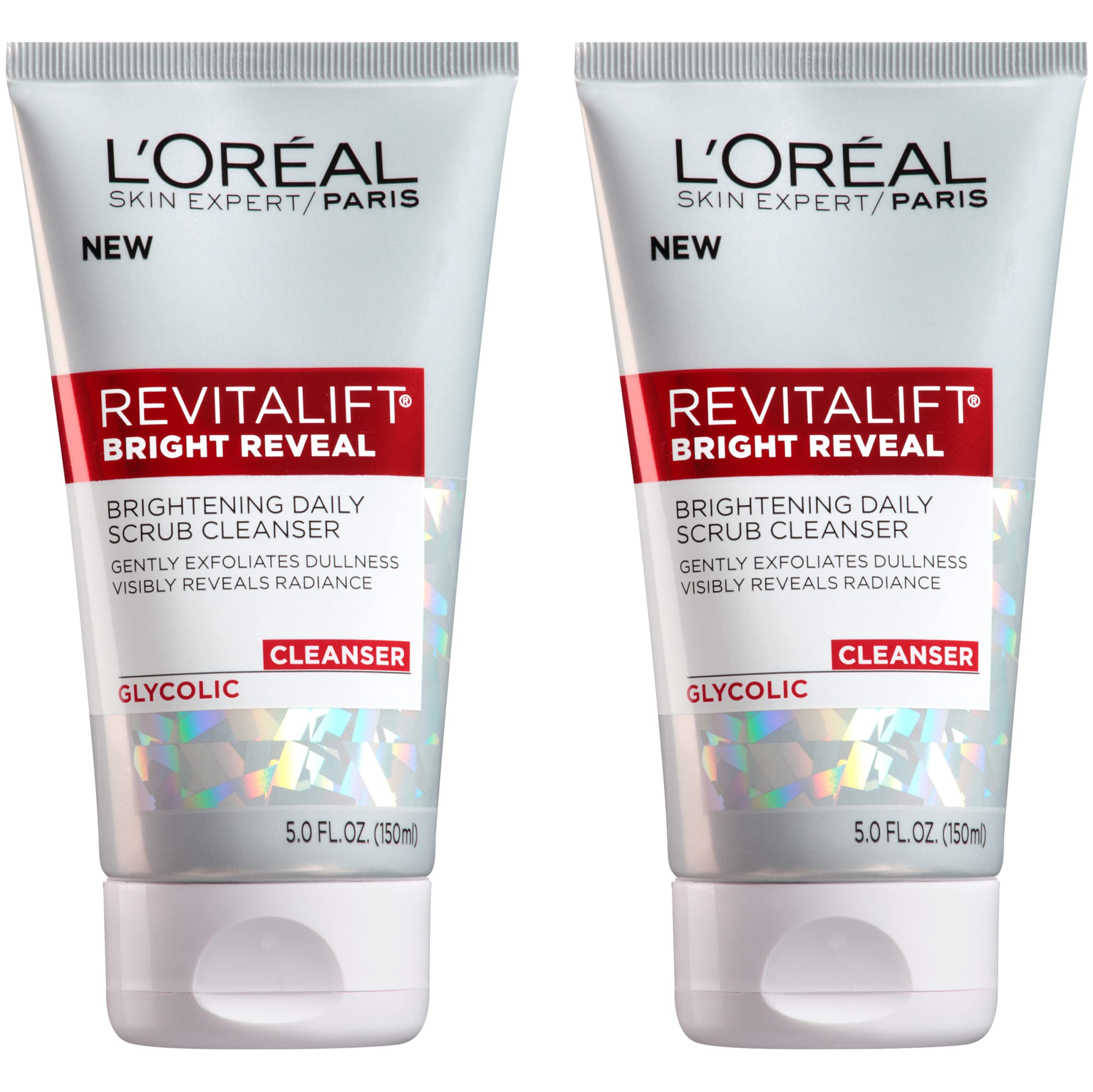 L'Oreal Paris frente del limpiador mostrando diseño y beneficio luminosidad