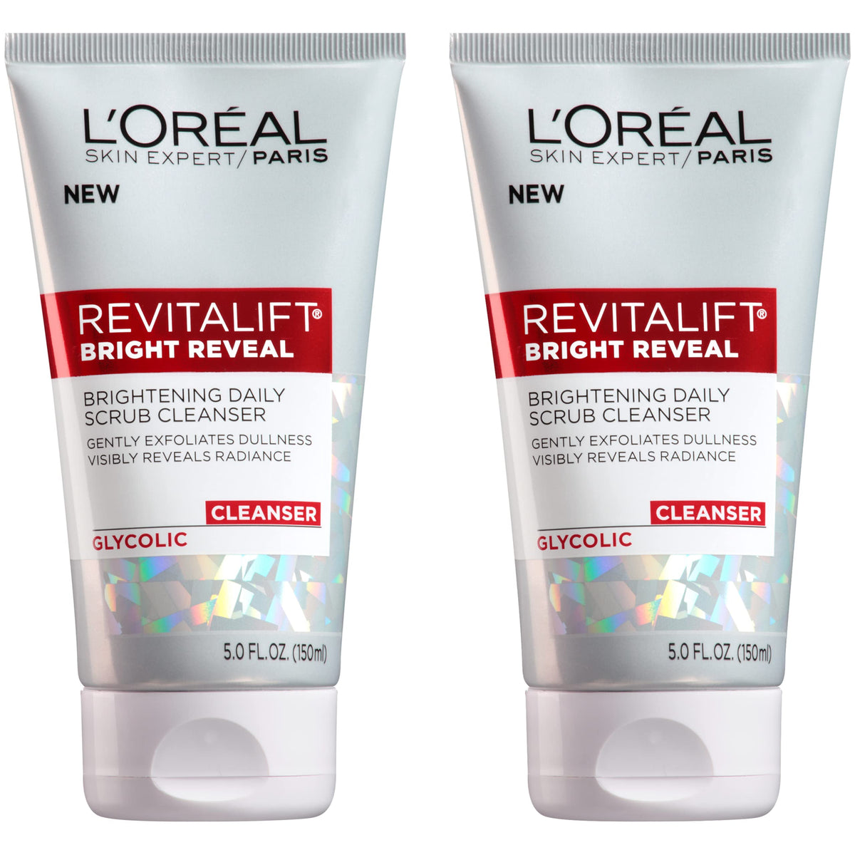 L'Oreal Paris frente del limpiador mostrando diseño y beneficio luminosidad