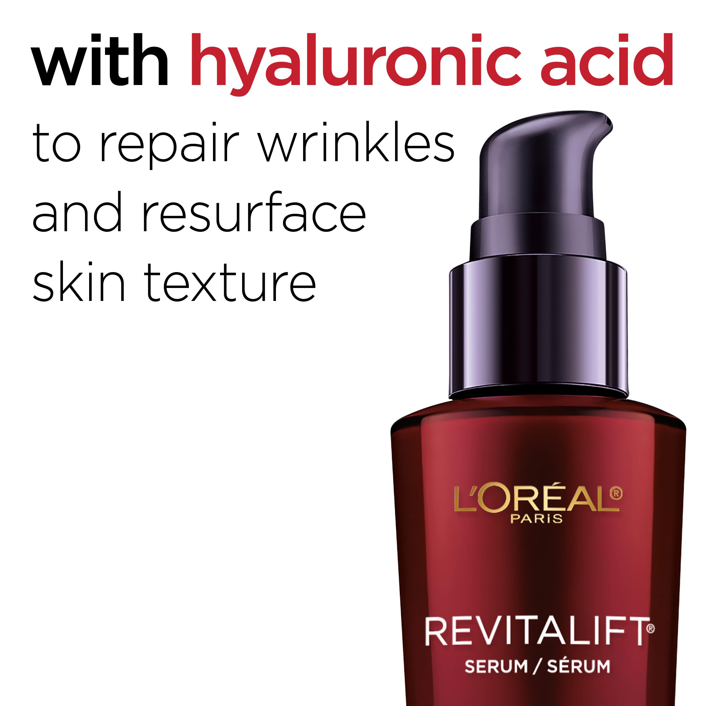 L'Oreal Paris textura del sérum Revitalift que ilustra rápida absorción e hidratación