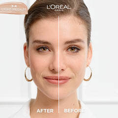 L'Oreal Paris gota de sérum sobre la piel con textura hidratante visible