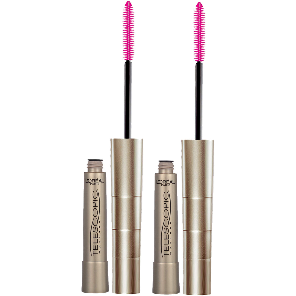 L'Oreal Paris frente del pack doble mostrando tubos y diseño, práctico para ahorro