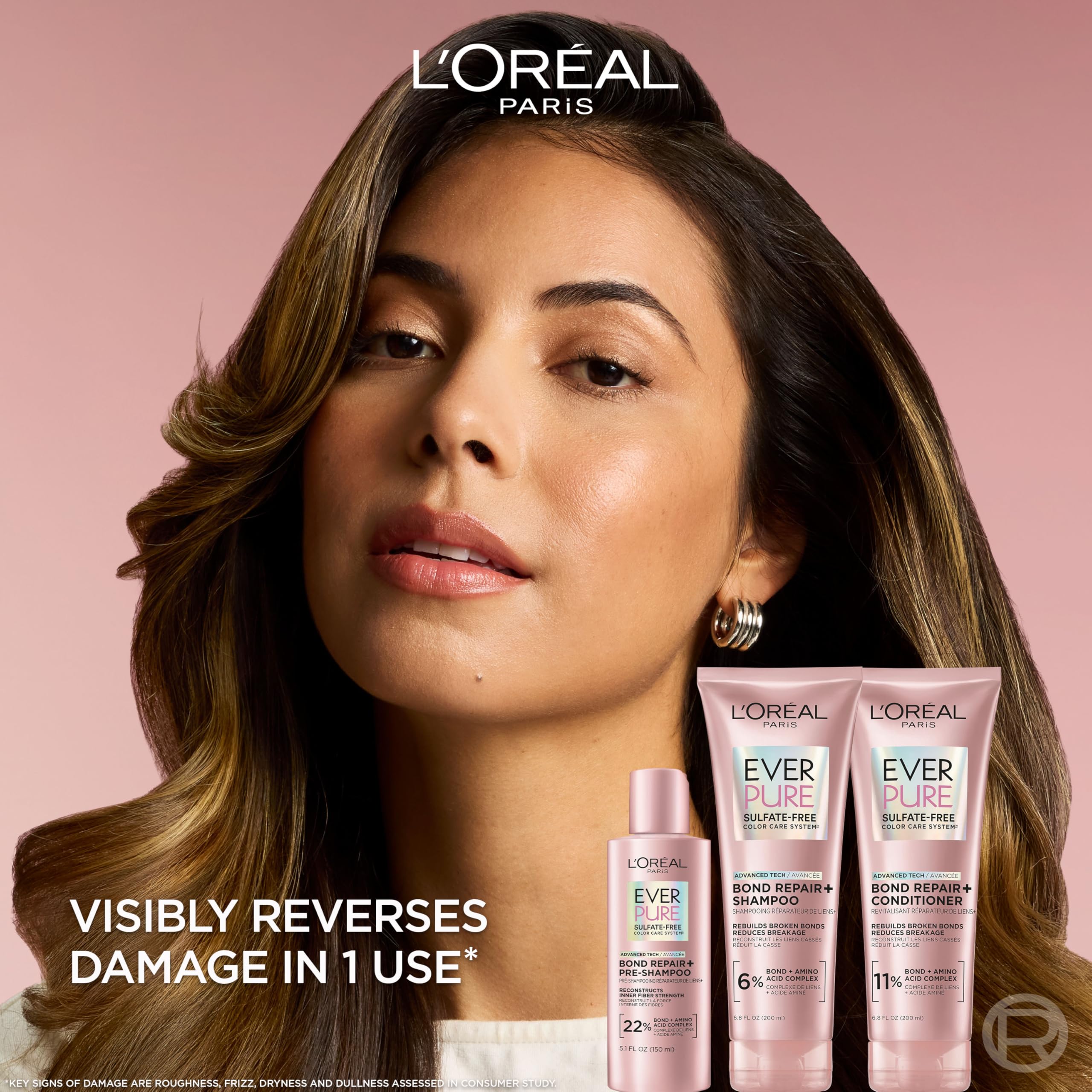 L'Oreal Paris textura espumosa del champú con aspecto suave y nutritivo