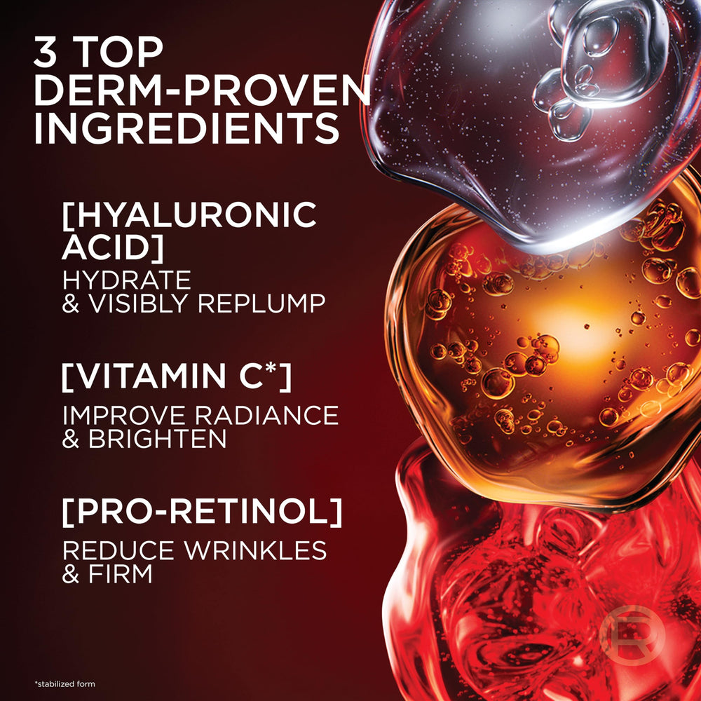 L'Oreal Paris foco en ingredientes Pro-Retinol, ácido hialurónico y vitamina C
