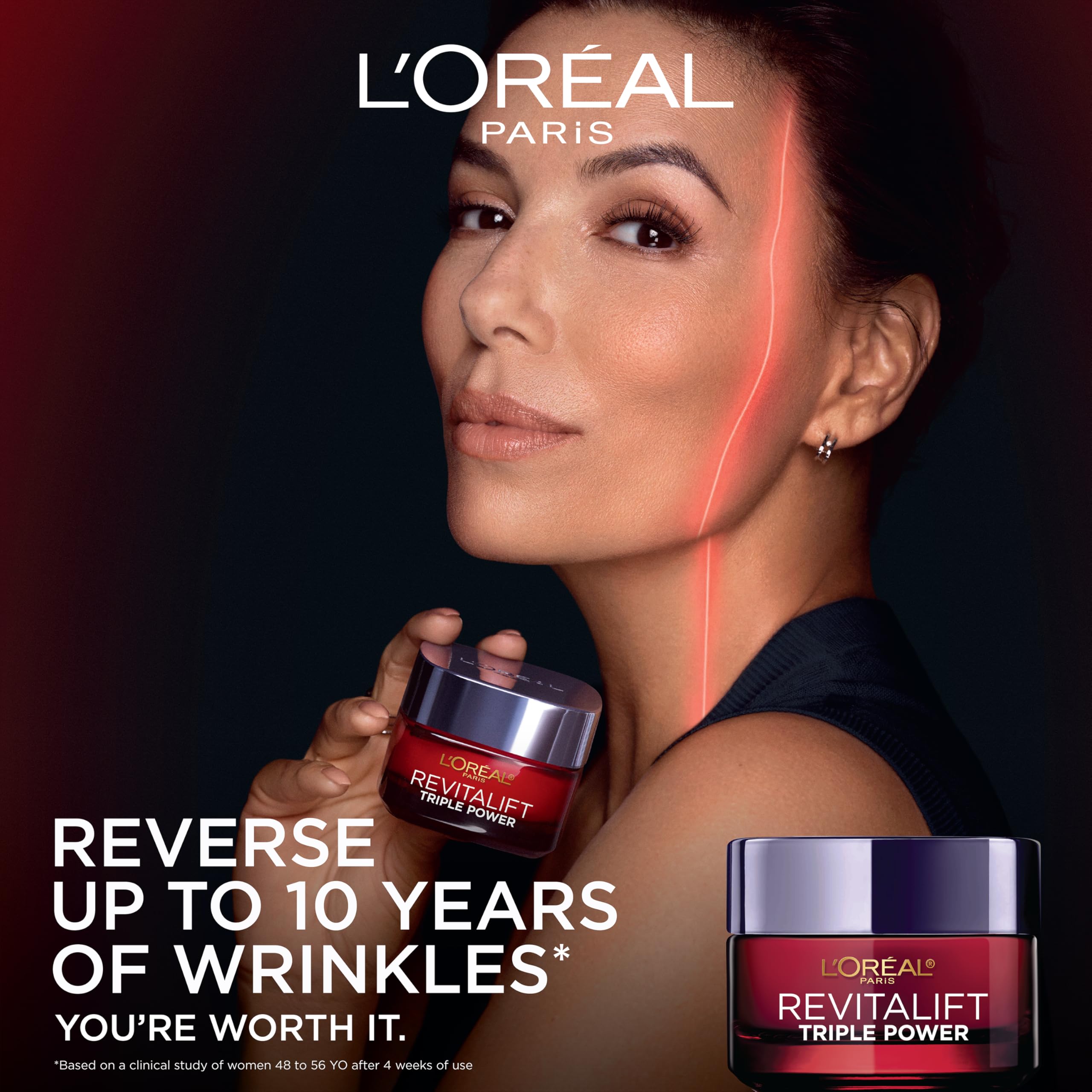 L'Oreal Paris textura cremosa de Revitalift enfatizando hidratación inmediata