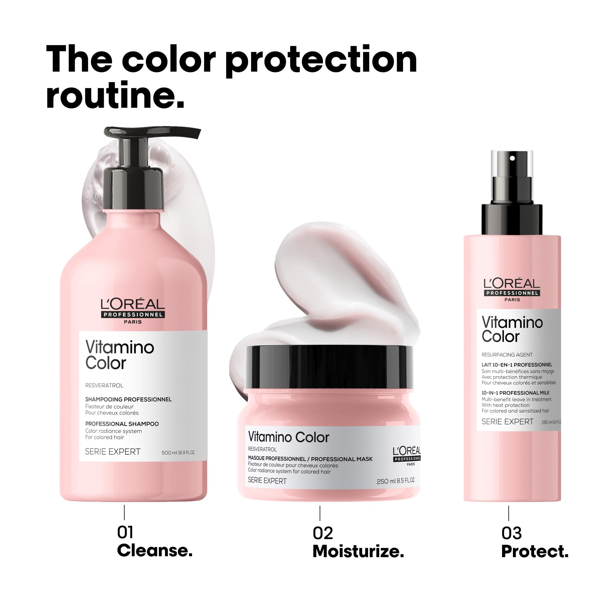 L'Oréal Professionnel Paris etiqueta con beneficios y modo de uso visible
