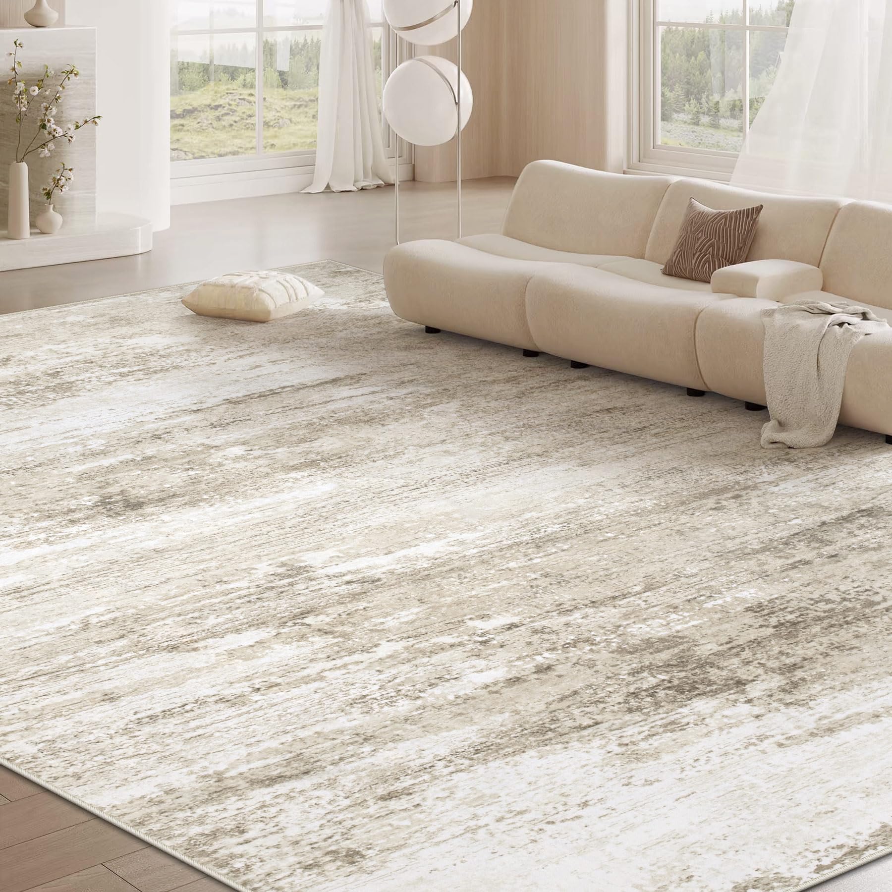 losbulake alfombra 8x10 junto a muebles, muestra escala real