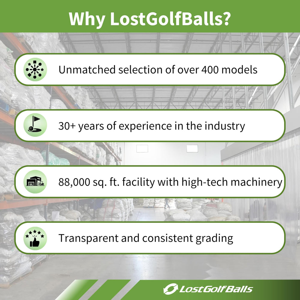 LostGolfBalls pelota en mano muestra tamaño real y ahorro por pack