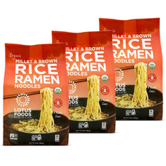 Lotus Foods paquete frontal mostrando ramen orgánico, conveniente para despensa
