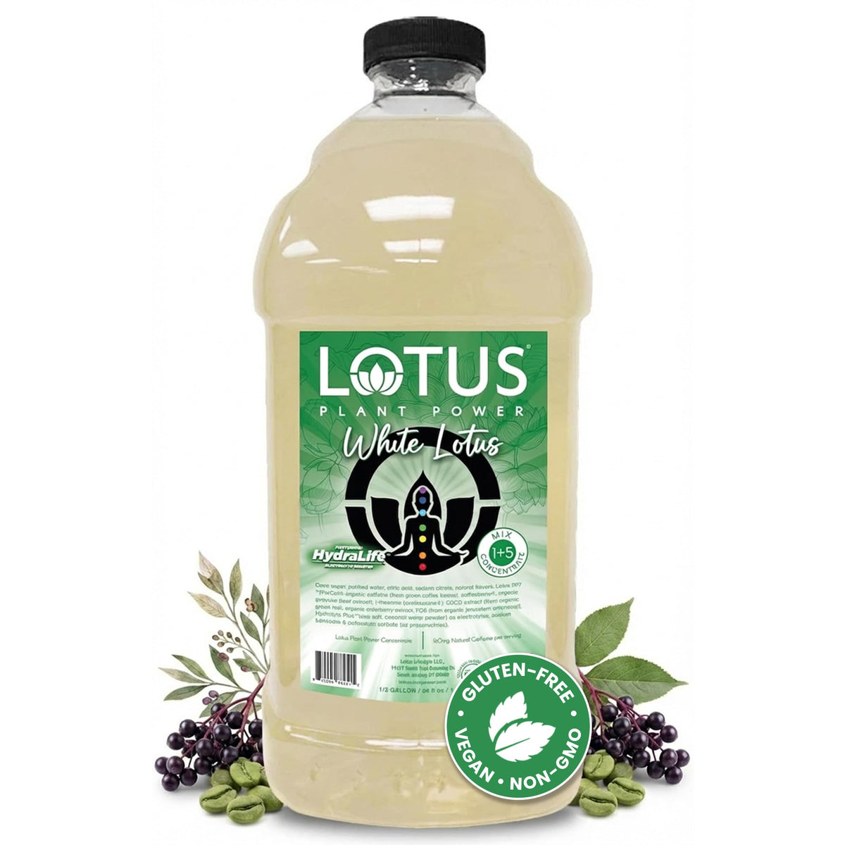 Lotus Plant Power botella frontal del concentrado mostrando diseño y volumen