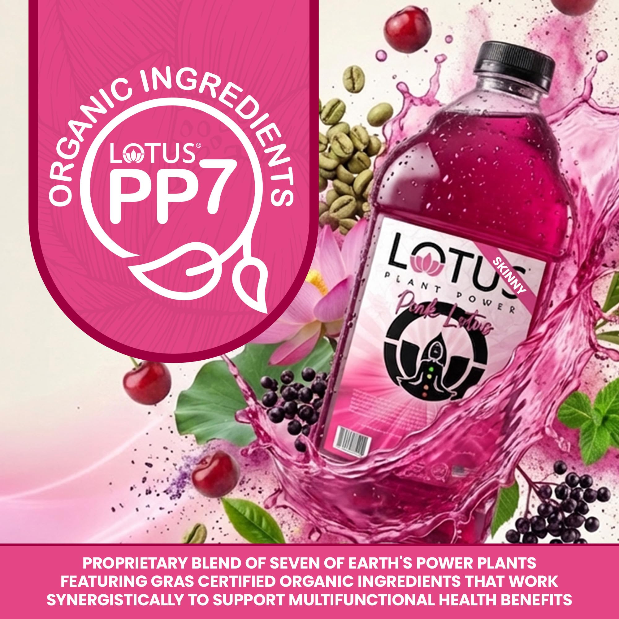 Lotus Plant Power vaso rosa preparado con hielo para refresco instantáneo y sin azúcar