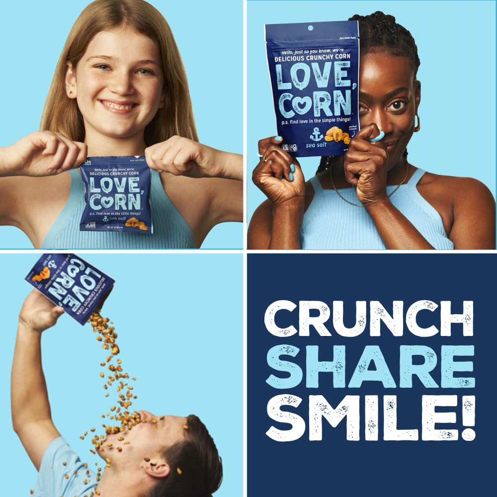 Love Corn bag label and ingredients panel displaying simple, non-GMO ingredient list