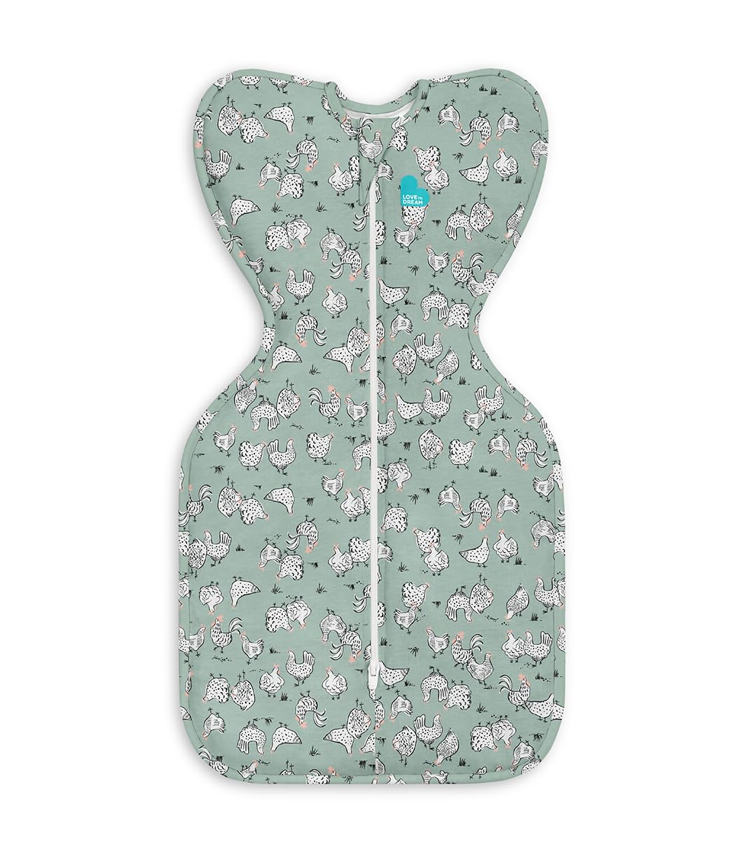 Love to Dream vista frontal del saco Swaddle Up en color olive, ajuste seguro