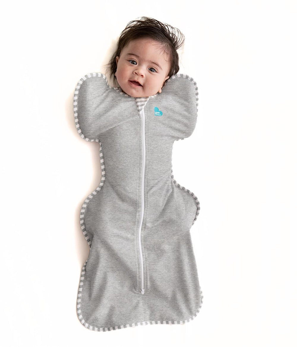 Love to Dream vista frontal del saco gris, presenta ajuste seguro y diseño limpio